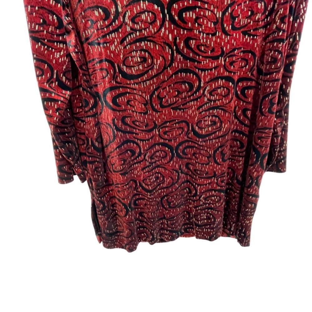 Vintage Velour Abstract Artsy Light Coat Duster 1X Unlined Wine Black - Picture 8 of 11